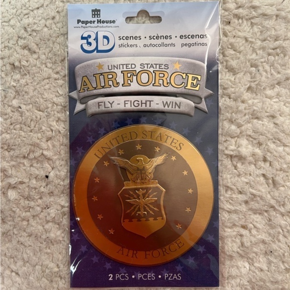 Paper House USAF United States Air Force 3D, 2 Piece Sticker Set